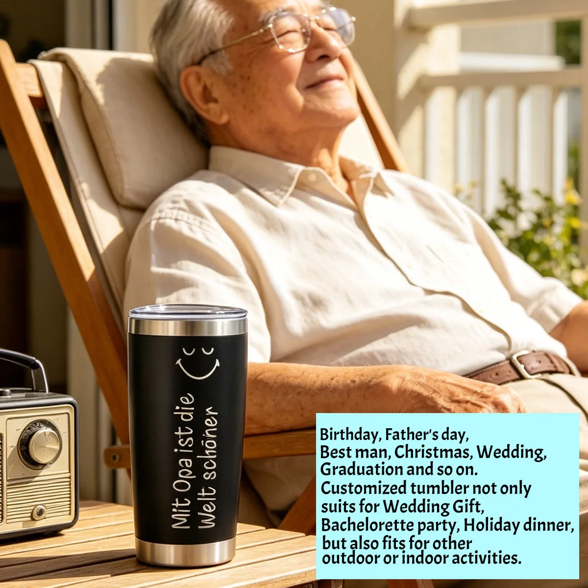 Personalisierte Geschenke für Opa, personalisierter 20oz Becher, Opa-Oma-Becher von Enkelin, Enkel, Geburtstagsgeschenk für Opa – Detail 5