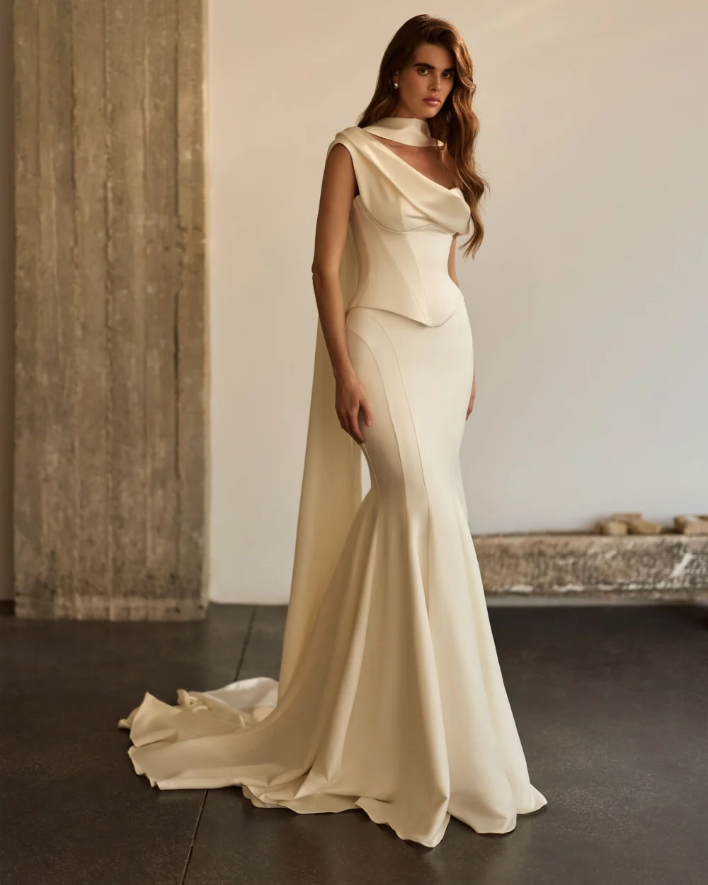 

Customized Elegant Women Jersey Ruched Pleat Mermaid Evening Dresses Sexy Off-the-shoulder Sleeveless Floor Lenght Prom Dresses