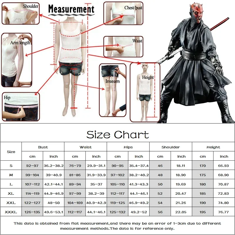 Disfraz de Darth Maul, disfraz de Darth Maul, uniforme, capa, máscara, disfraces de fiesta de Carnaval de Halloween para adultos para hombre y mujer