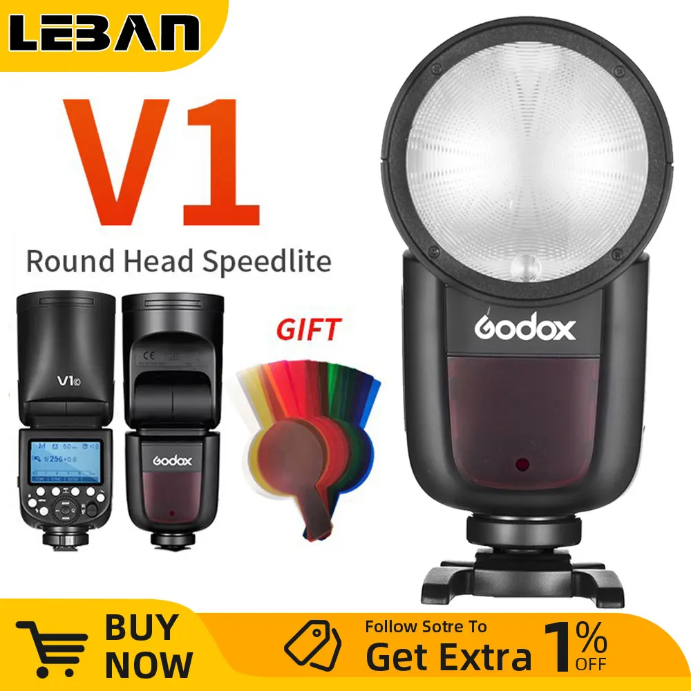 Godox V1 Speedlight V1C V1N V1S V1F V1O V1P TTL HSS 1/8000s Li-ion Battery Speedlite Flash for Canon Nikon Sony Fuji Pentax