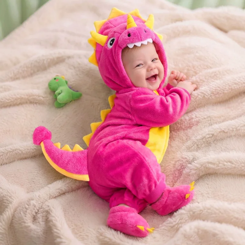 Infant cartoon onesie autumn and winter warm long-sleeved Romper baby going out climbing clothes multi-color optional