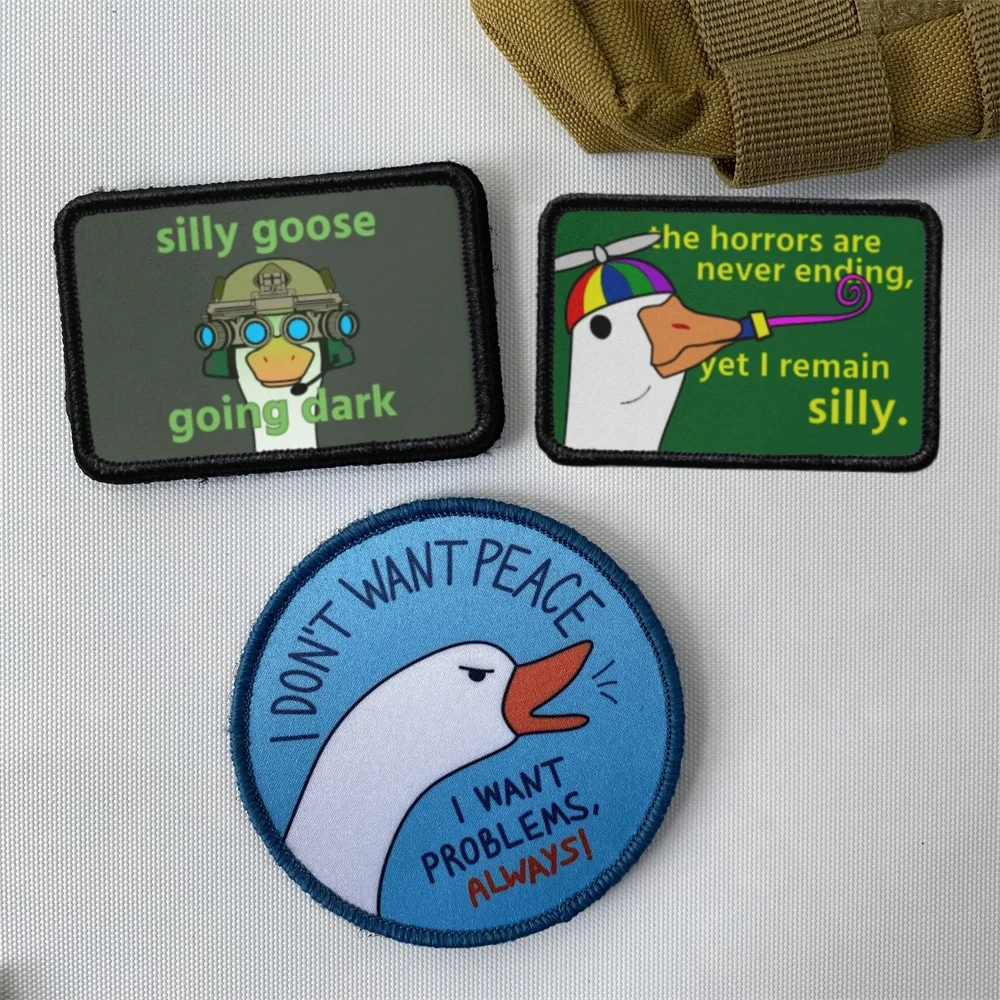 Zertifizierter Silly Goose bestickter Aufnäher, taktischer Rucksack, Moral-Emblem, Be Goose Do Crimes Patch, Moral-Abzeichen, Kleidungsaufkleber