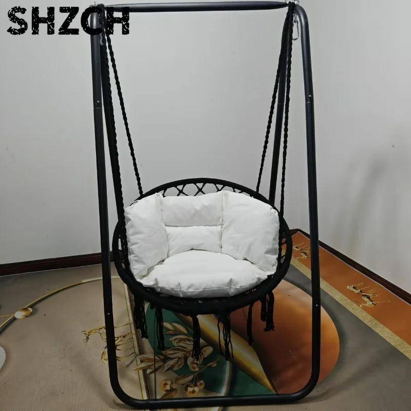 Hanging Basket Hanging Chair Indoor Single Household Balcony Swing Mesh Basket Cotton Rope Woven Rattan Chair