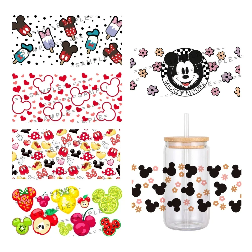 Mini Disney Mickey Minnie Mouse Pattern UV DTF Transfer Sticker For DIY 16oz Glass Ceramic Metal Leather