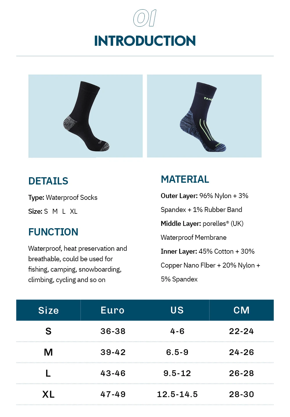 Calcetines impermeables para hombre, calcetín deportivo térmico cálido para nieve, MEMBRANES PORELLE, Snowboard, ciclism