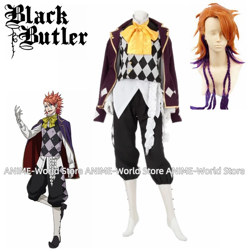 Anime Black Butler Kuroshitsuji Noah's Ark Circus Joker Anime Cosplay Costume Wig Custom Made Any Size