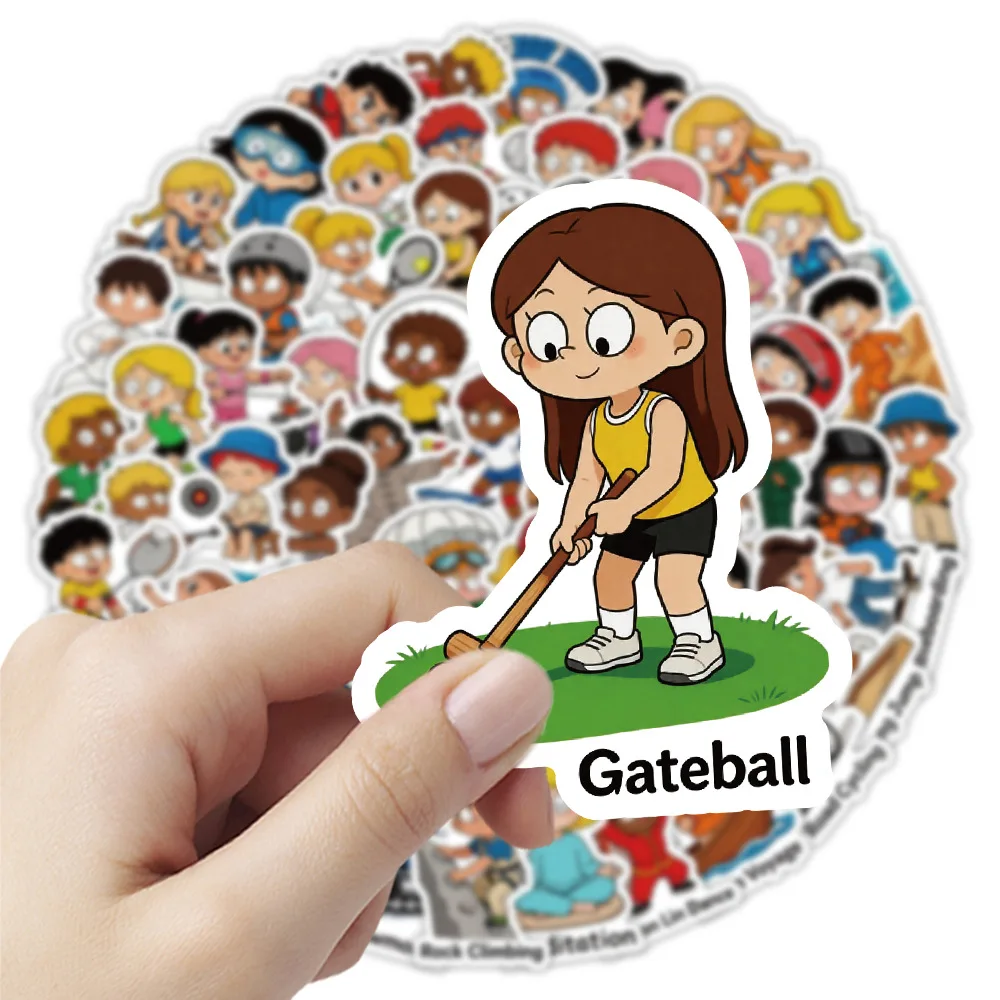 

70 PCS Cartoon Sports Character Stickers Pack No Repeat Waterproof Decorate Phone Laptop Helmet File Folder Stationery Stickers