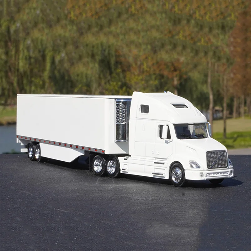 1:64 Scale Diecast Alloy American Style Trailer Container Truck Toys Cars Model Classic Adult Collectible Souvenir Gifts Display