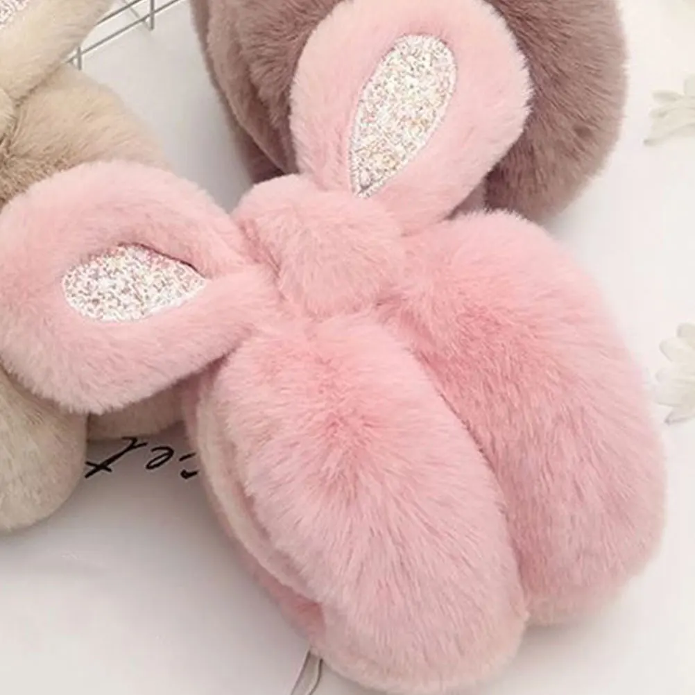 Glitter Rabbit Muffs For Winter Warm Covers Cute Windproof Reusable Washable Ear Protectors Soft Ear Warmer