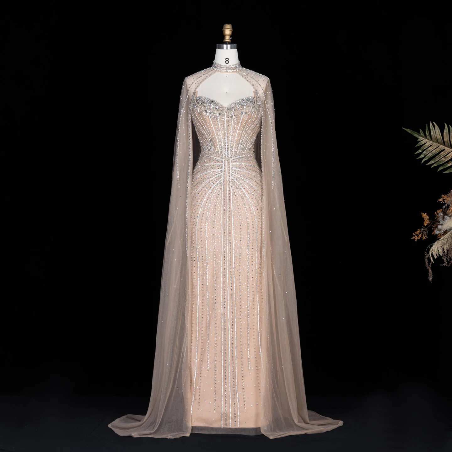 Sharon Said Luxuriöses Weinrotes Abendkleid mit Cape-Ärmeln, Lang, Rosa, für Damen, Hochzeit, Party, Ballkleider, Arabisch, SS156, Maßanfertigung – Detail 31