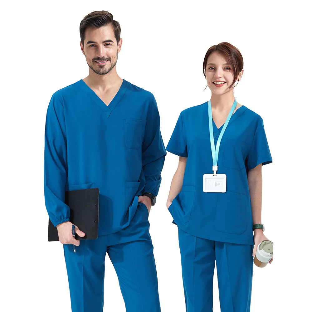 Easy Stretch Medical Scrub Set Quick-Dry Doctor Nurse Uniform Workwear Moisture-Wicking Durable Suit for Nursing S01-01