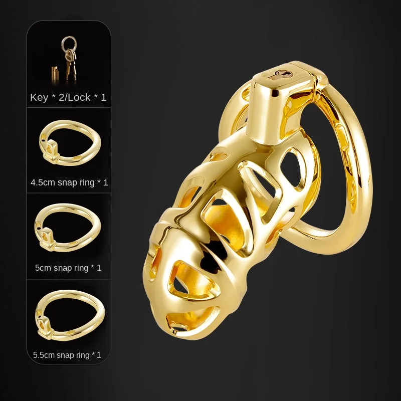 Metal Stainless Steel BDSM Male Gold Chastity Big Penis Lock Cock Cage Sleeve Adult Products Sex Toys Tool For Men Couples