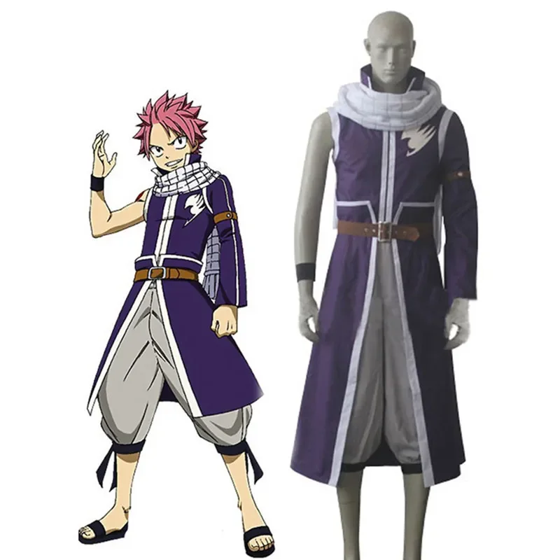 

Fairy Tail Cosplay Natsu Dragneel Cosplay Costume Purple Coat Halloween