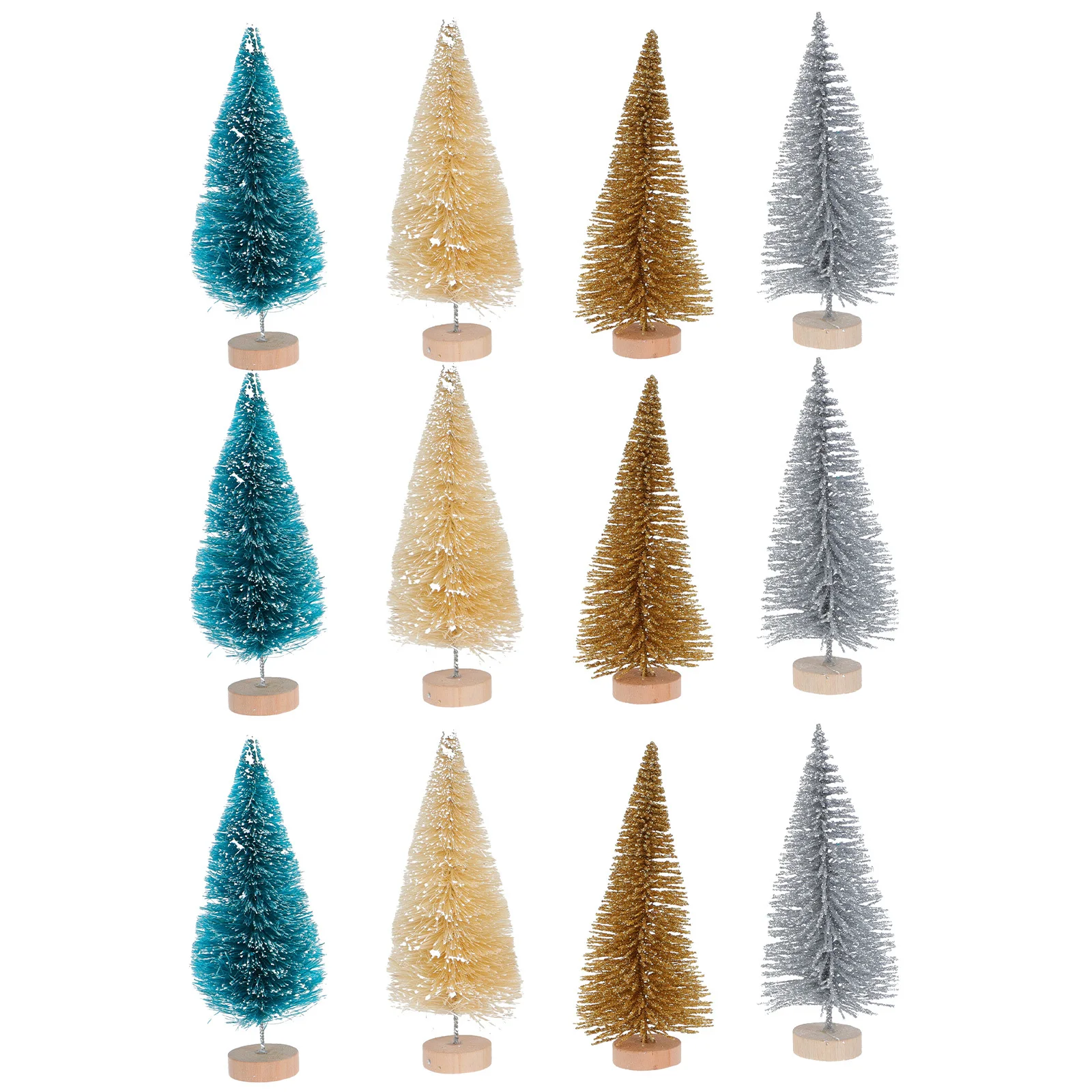 

12pcs Mini Christmas Trees 6.3/8.3/10.2 Inch Decorative Tabletop Trees For Home Office Fireplace Mantel Xmas Party Decor