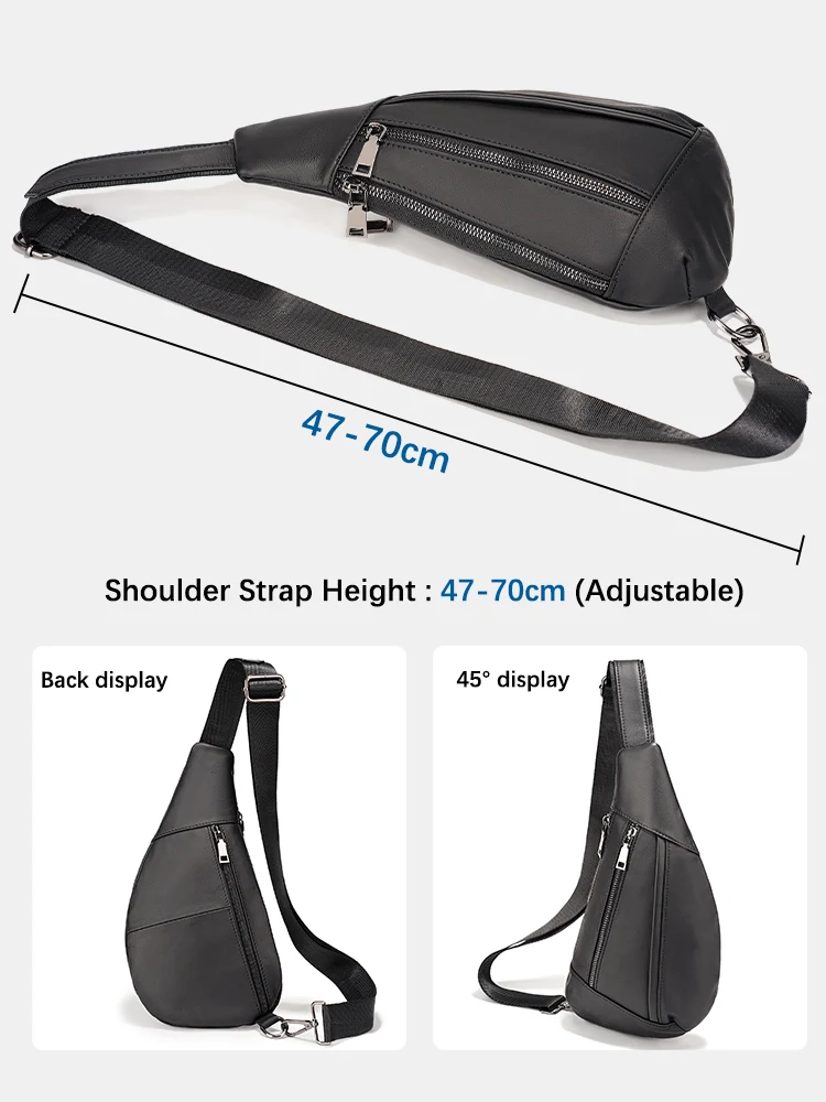 Zency Sling Bag For Women Men Fanny Pack Crossbody Chest Travel Shoulder Belt Bags Purse Leather Handbag Black Brown Coffee view 4