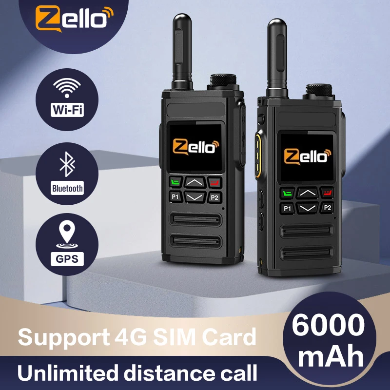 Zello Walkie Talkie 4g Sim kartu WiFi ponsel jaringan Radio jarak jauh 100 mil profesional POC Walkie Talkie