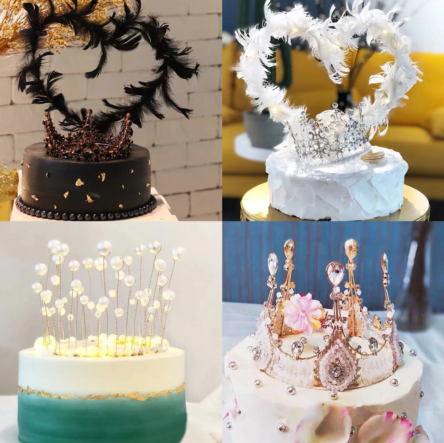 Cake Decoration Ornaments for Adults and Children Queen's Wedding Pearl Crown Ornaments Online Celebrity Birthday Plug-in