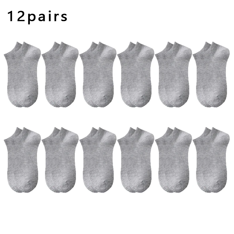 12 Pairs Men\'s Simple Solid Socks Comfortable and Versatile Breathable Boat Socks Suitable for Daily Travel Wear