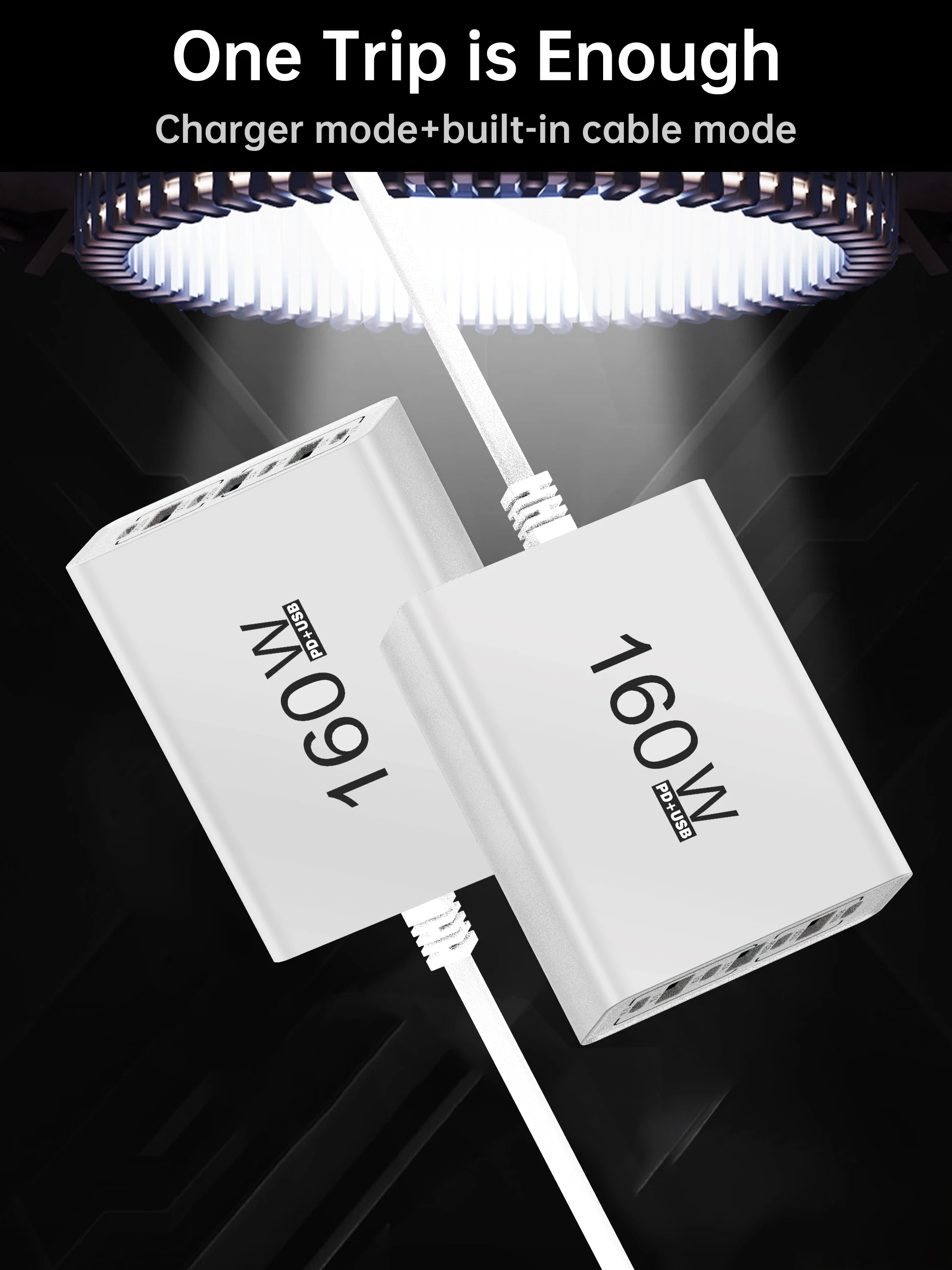 160W USB Multi-Port-Ladegerät Typ C Schnellladegerät mit Mehrfachsteckdose für iPhone Samsung Xiaomi Huawei Honor Handy-Adapter – Detail 2