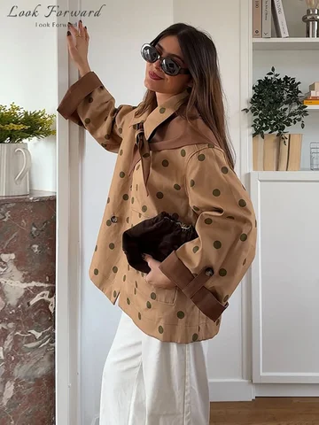 Женские пальто в горошек полиэстер oversize
