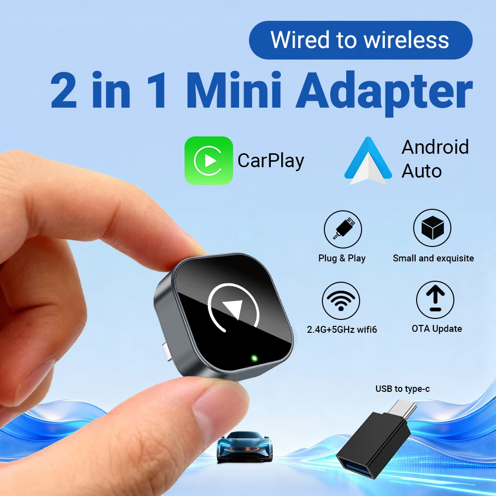 

Беспроводной адаптер Carplay XUDA 2IN1, преобразует проводный в беспроводной адаптер Carplay для iPhone, беспроводное управление Plug & Play Carplay