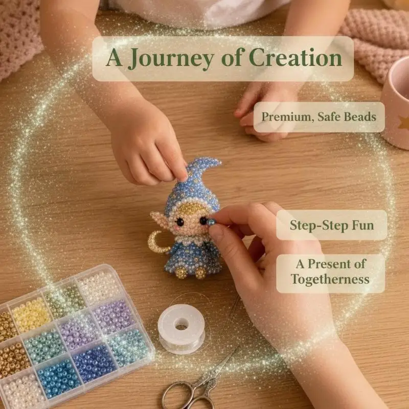 3D Beaded Forest Elf DIY Kit Interactive Creative Craft Set for Home Family Time School Art Lesson Gifting for Kids Adults