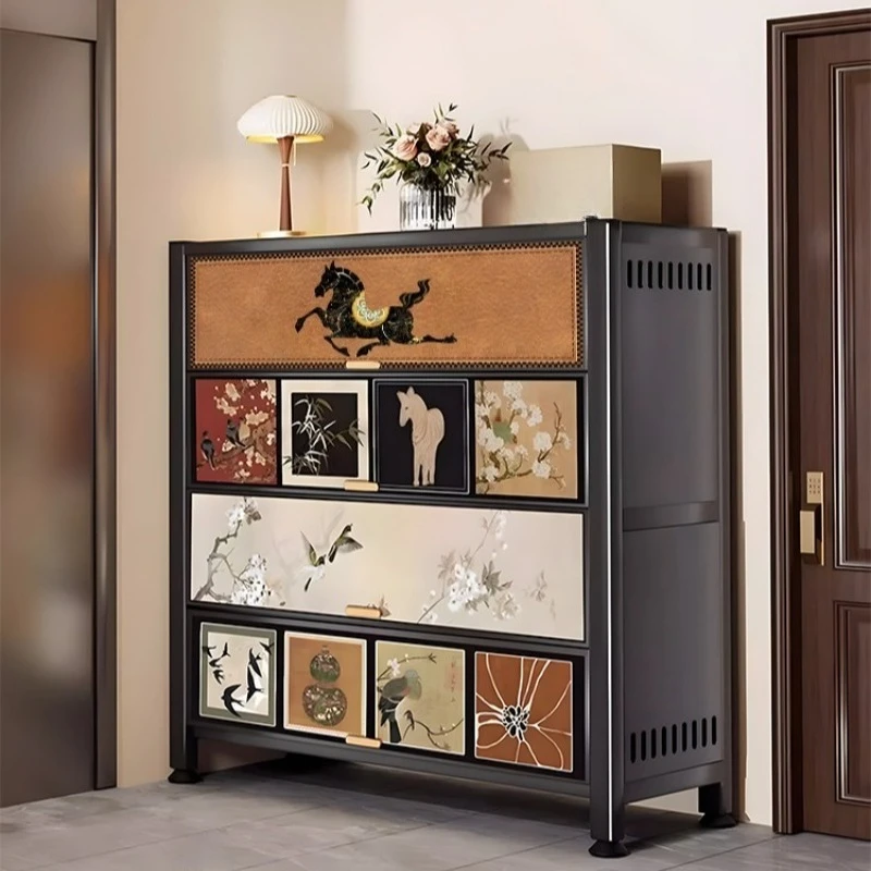 

Steel medieval style shoe cabinet at the entrance of the house, household entrance storage cabinet, corridor entrance shoe