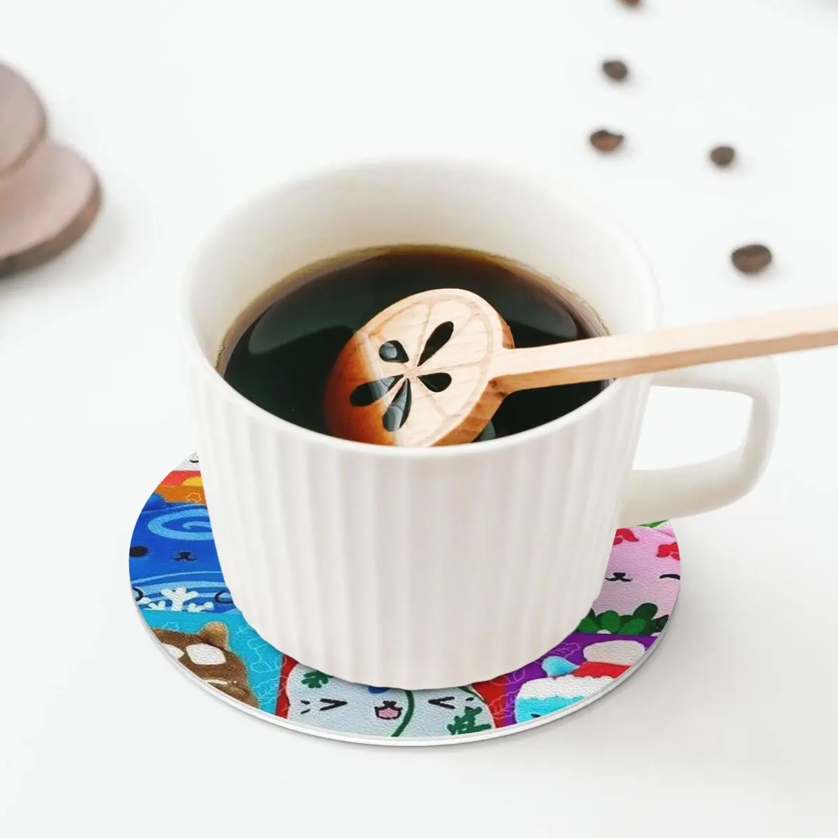 Cats Vs Pickles Christmas Special Coasters Kitchen Placemats Insulation Cup Coffee Mats For Decor Home Tableware Pads Set of 4