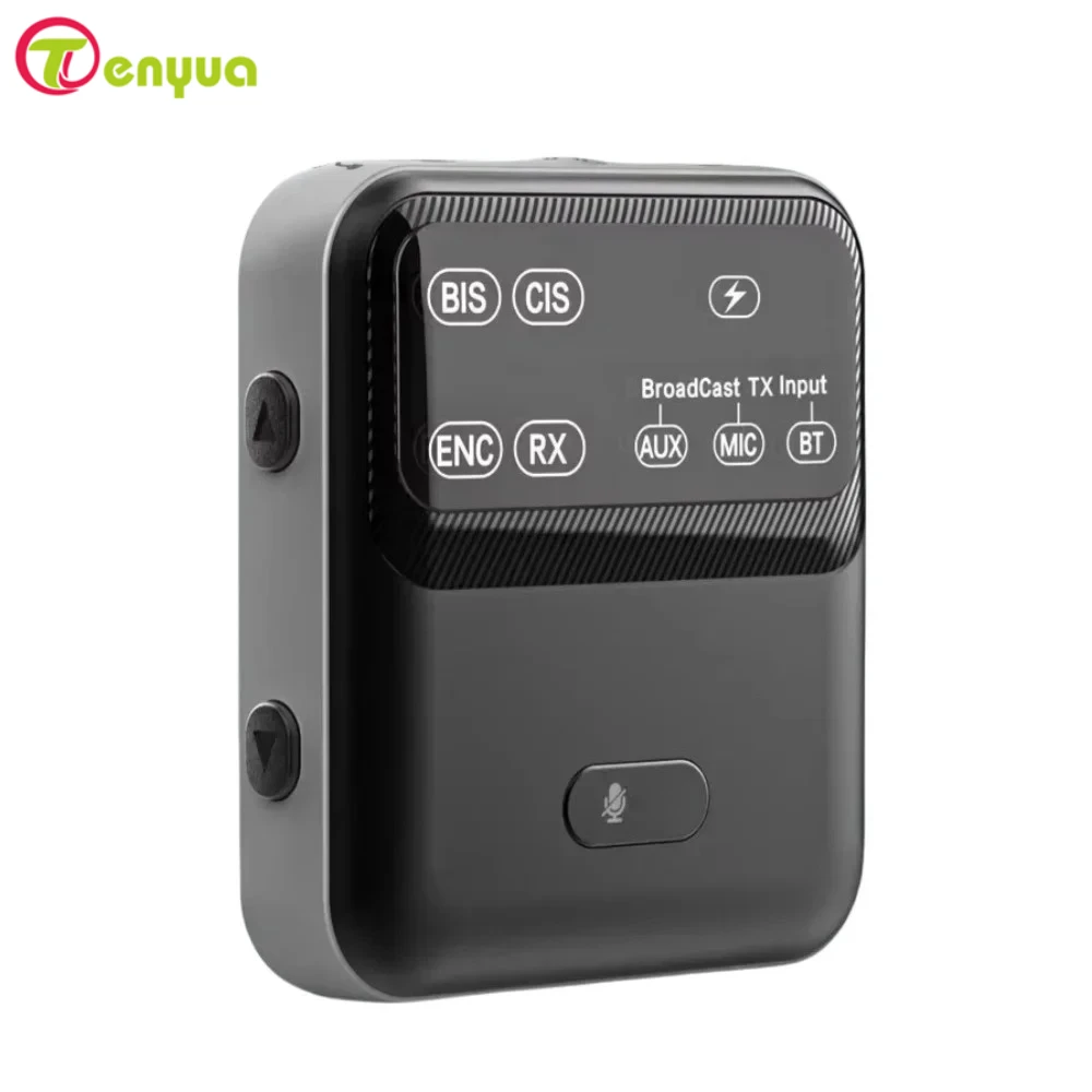Bluetooth 5.4 オーディオレシーバートランスミッター AAC aptX-LL/HD/AD LC3 ブロードキャストオーディオアダプター 2 IN 1 ワイヤレスステレオ音楽マイク付き