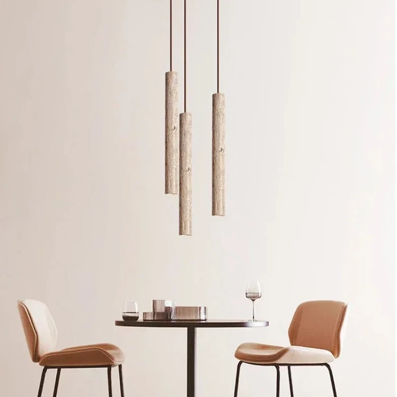 

Cylinder Travertine Led Pendant Lamp Stone Suspension Ceiling Light Hanging for Bedroom Bedside Spotlight Dining Room Kitchen