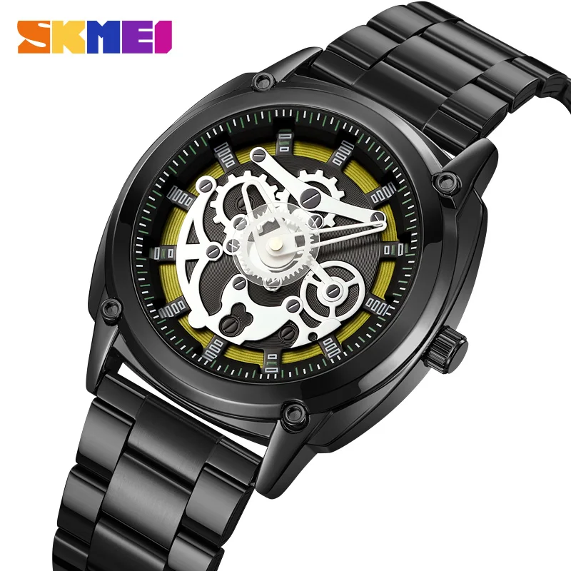 SKMEI 2293 Waterproof Steel Strip Quartz Watch Men\'s Watch Three Dimensional Mechanical Wind Dial Men\'s Watch 30 Meter