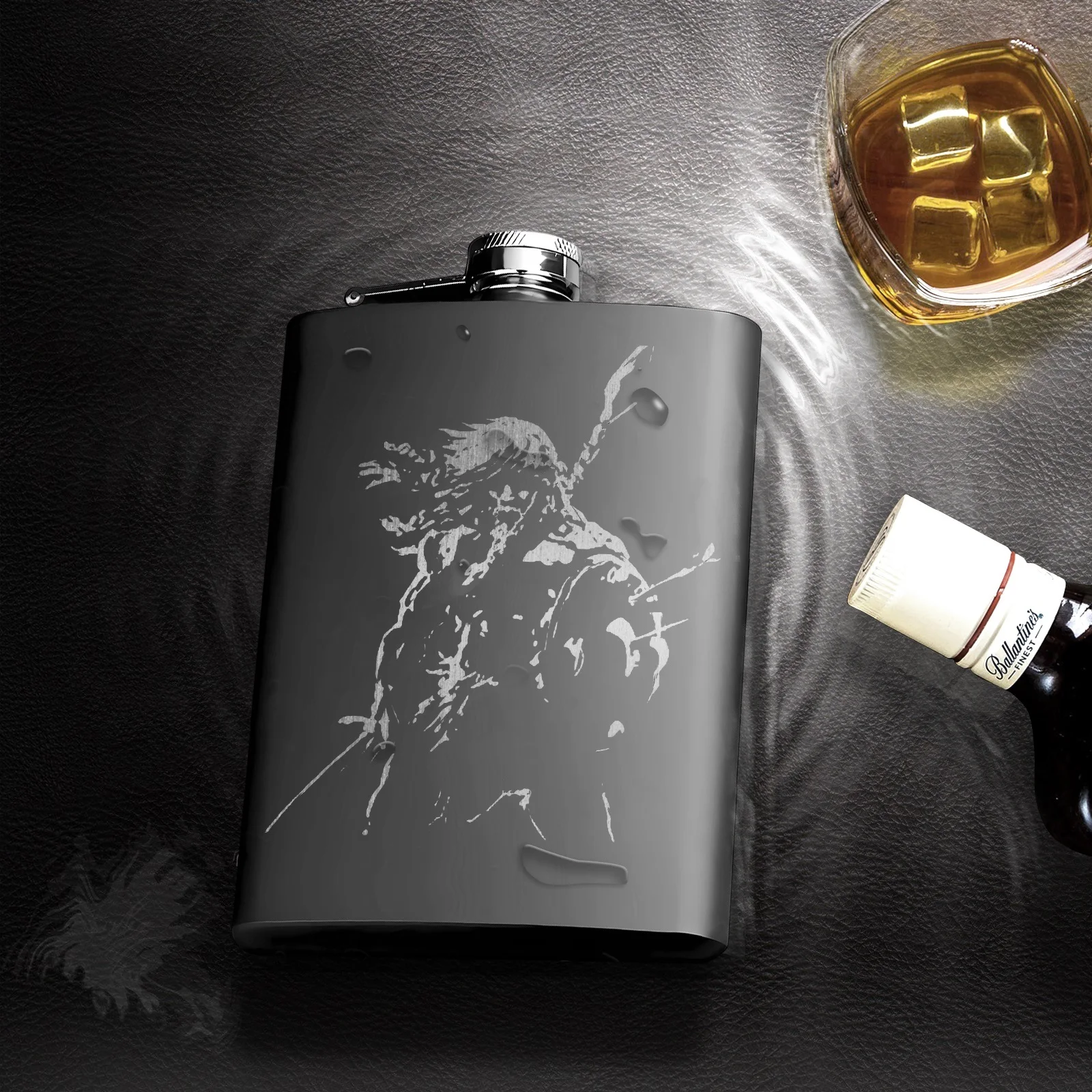 

8 Oz Hip Flask for Men 304 Stainless Steel Pocket Flask Personalized Laser Engraved Matte Black Kidney Flask with Leak Proof Cap