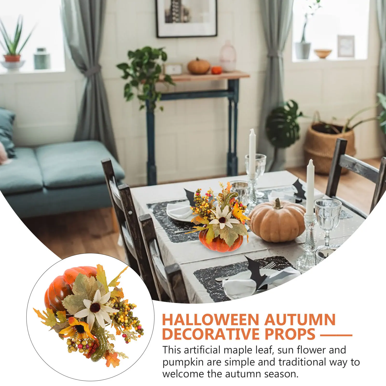 

1Pcs Halloween Artificial Maple Leaf Pumpkin Sunflower Autumn Photography Home Decor Decorative Pumpkin Ornament