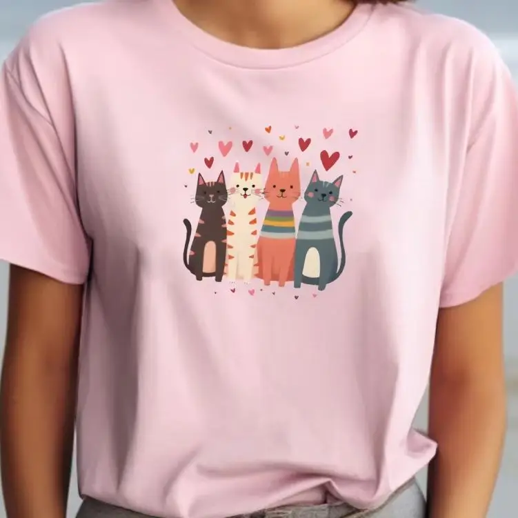 

Cute Core Embroidery Cotton Tee - Y2K Short Sleeve Women's Top, Feminine Accent for Denim A-Line Dresses