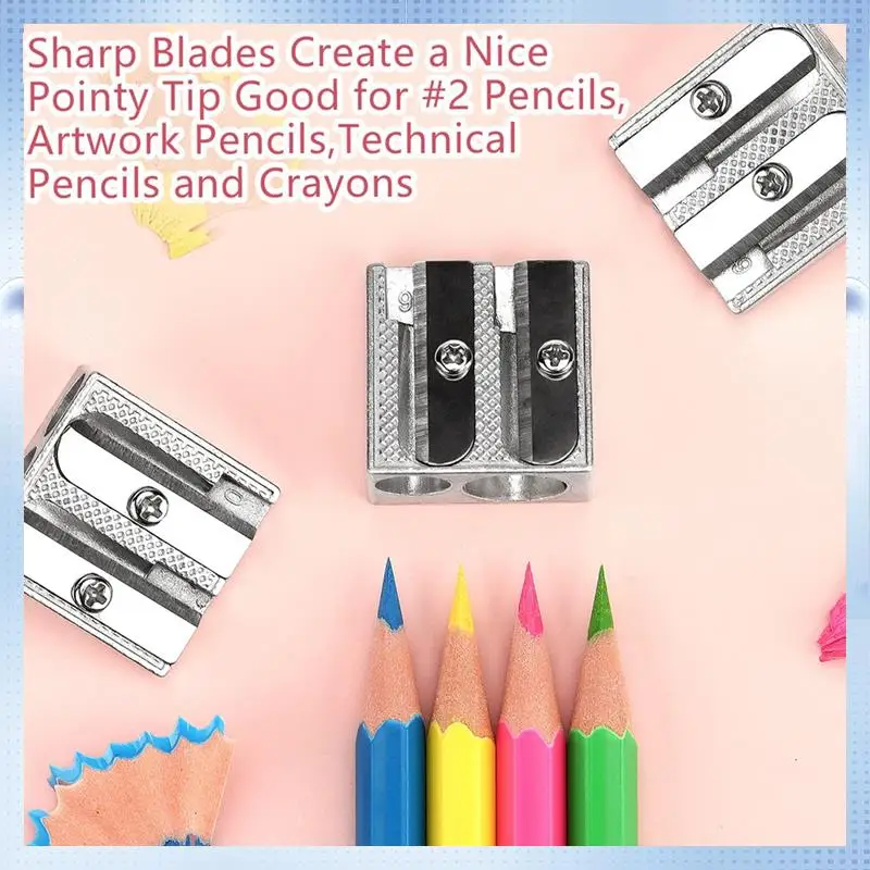 

ABRJ-Handheld Pencil Sharpener Metal Pencil Sharpener Pencil Sharpener With 2 Holes For Schools, Offices, Homes, Art Projects 24