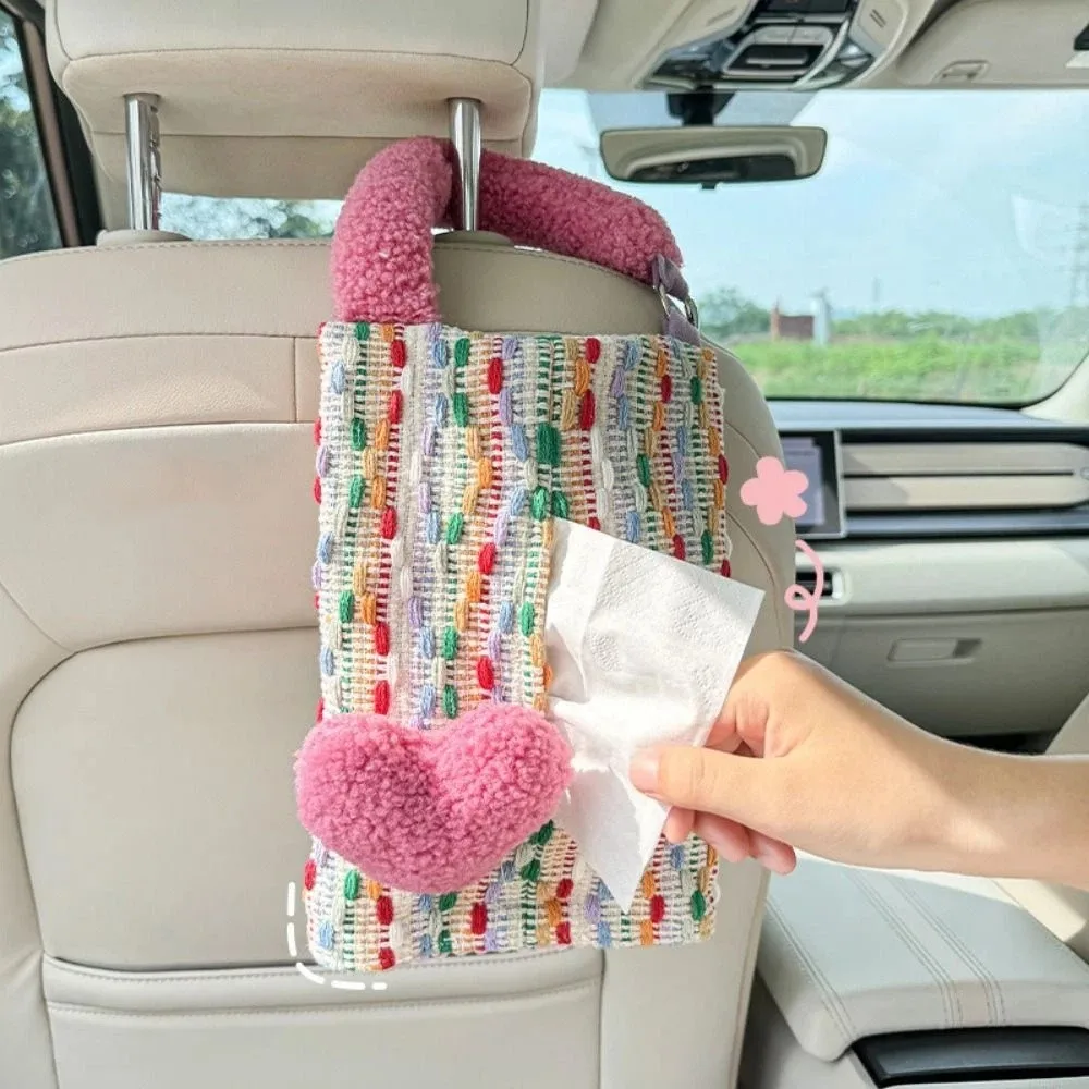 

Gift Universal Hanging Car Tissue Box INS Kawaii Paper Storage Case Soft Removable Hanging Napkin Holder Interior Accessories