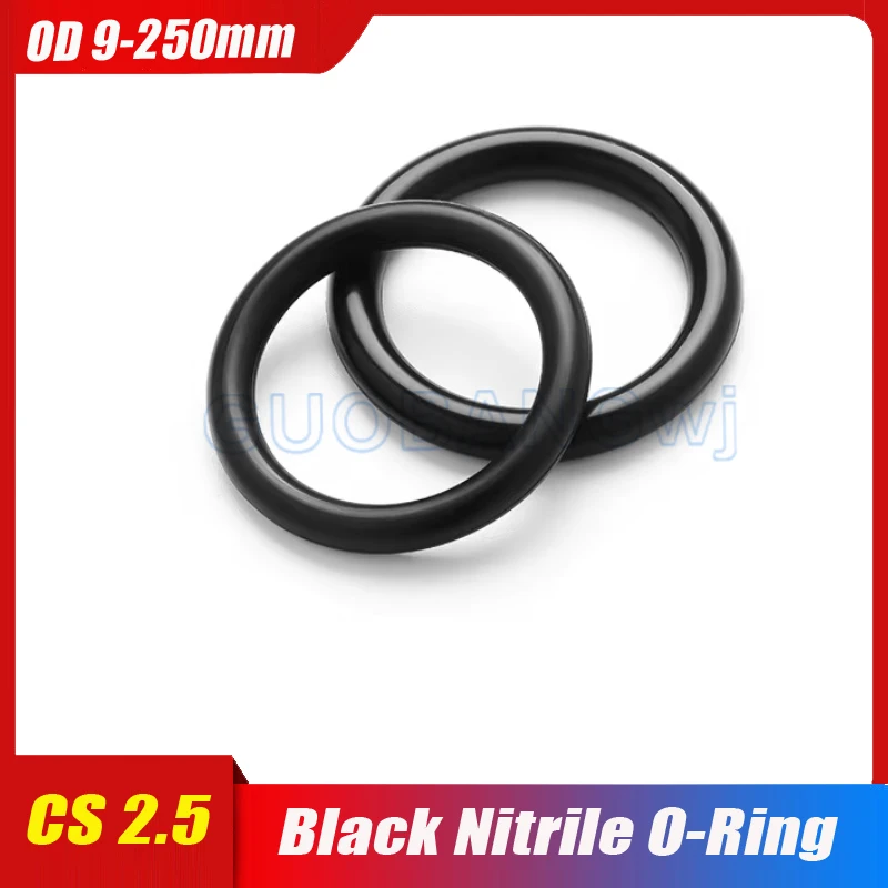 

Black Rubber Ring NBR Sealing O Ring CS 2.5mm OD9/10/11/12-250mm Silicon High Pressure Repair Oil Resist Band Sealing Ring 3Pcs