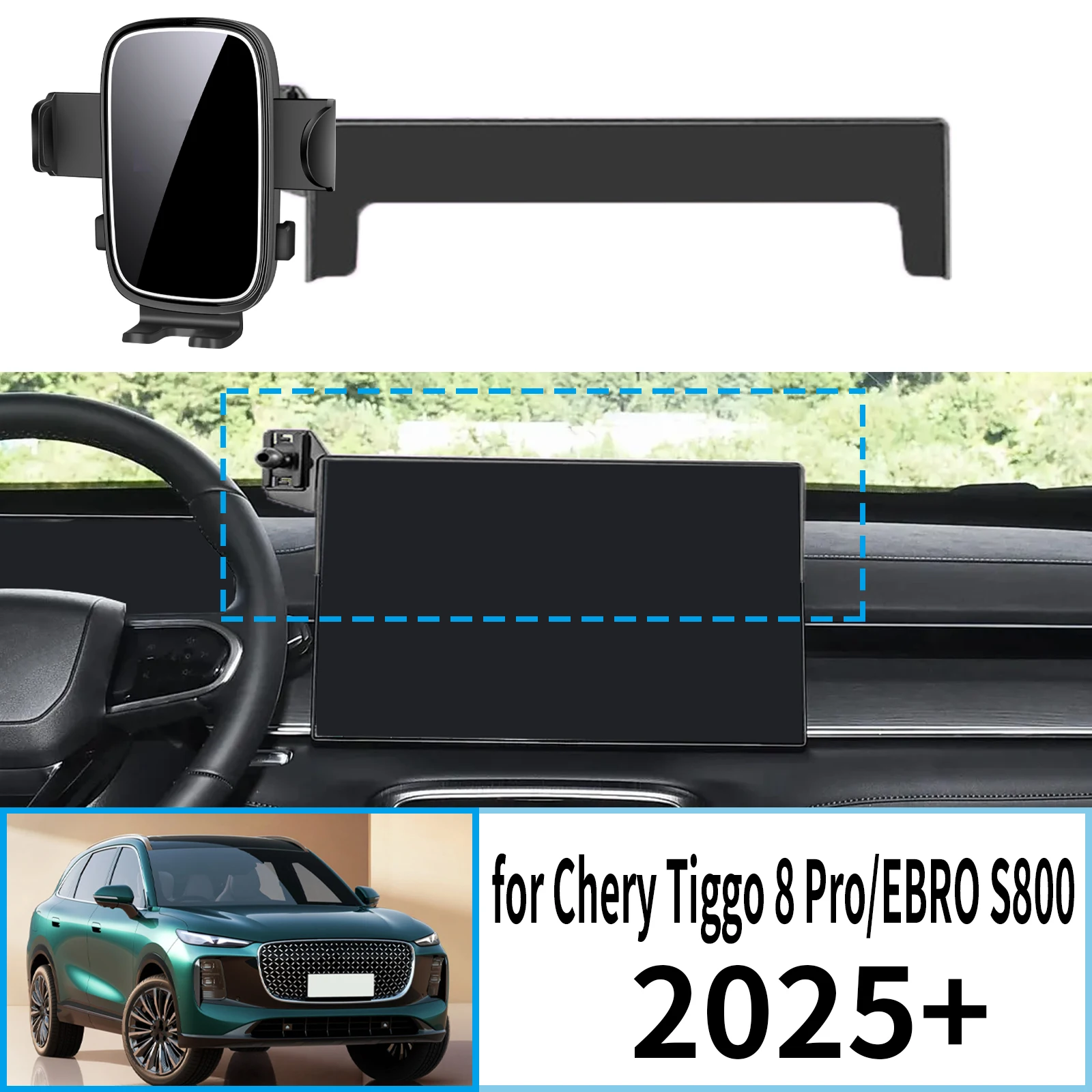 

for Chery Tiggo 8 Pro EBRO S800 2025 2026 Stable Clip-On Phone Holder​​ Mount Screen Base No Vibration​ Car accessoires