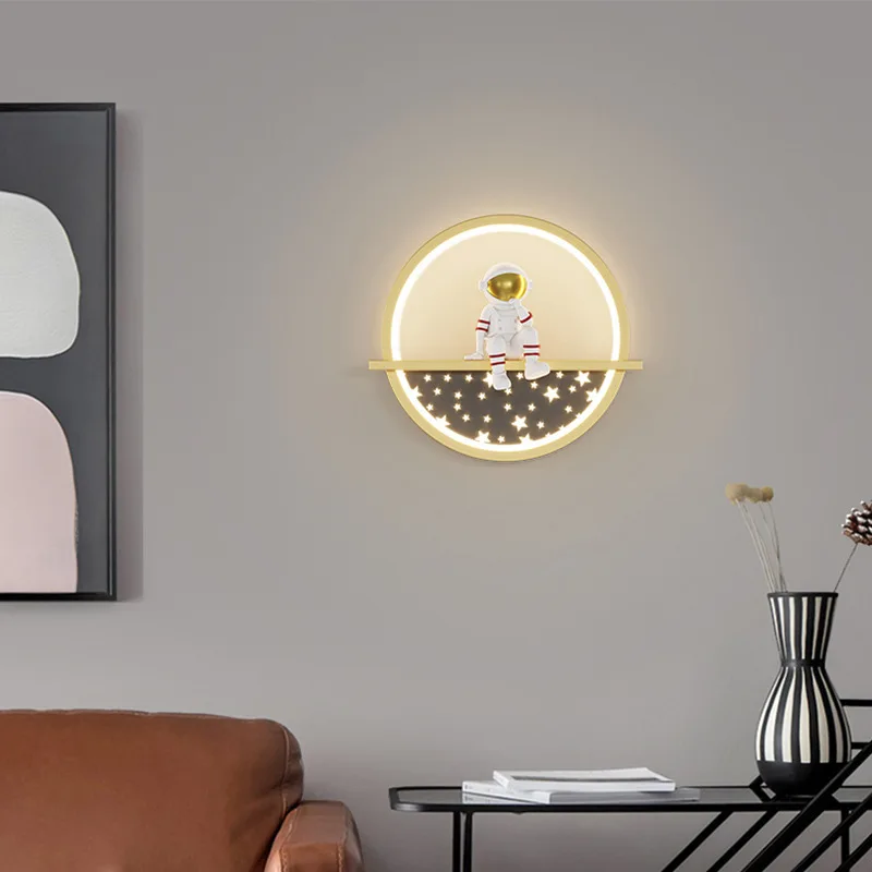 Creative Children Room LED Wall Lamp For Bedroom Bedside Study Aisle Living Modern Astronaut Wall Sconce Luster Lighting Fixture