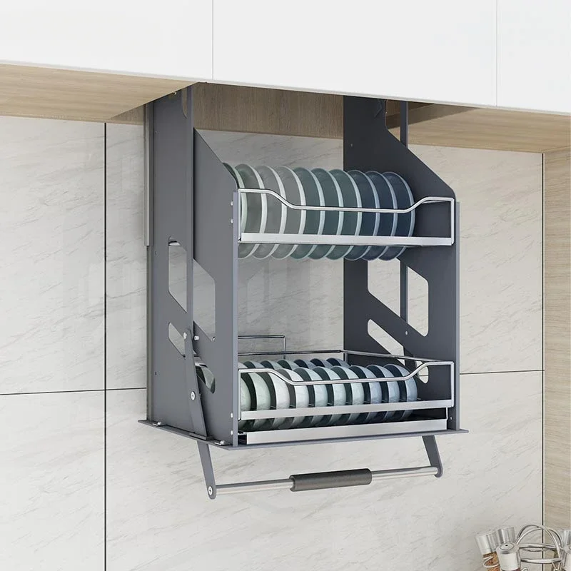 Wall cabinet lift basket Dish basket Stainless steel drop-down kitchen cabinet Wall cabinet Vertical up and down lift storage