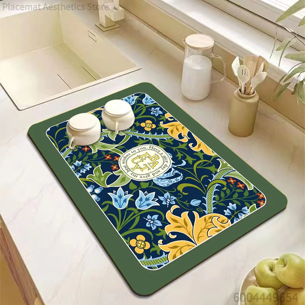 Large Kitchen Super Absorbent Drain Pad Quick Dry Heat Resistant Mat Coffee Dinnerware Pad Table Placemat