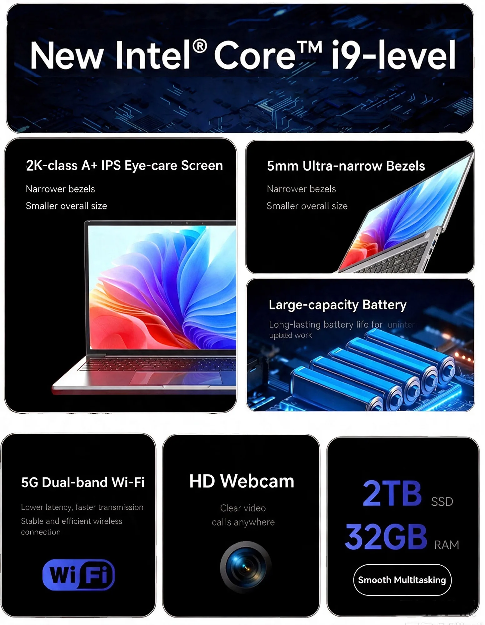 Ultra-thin Laptop Intel Core I9-9900 32GB 2TB Gaming PC Ultra Slim Office Study Computer PC Windows 11 Pro 1920*1080 HD