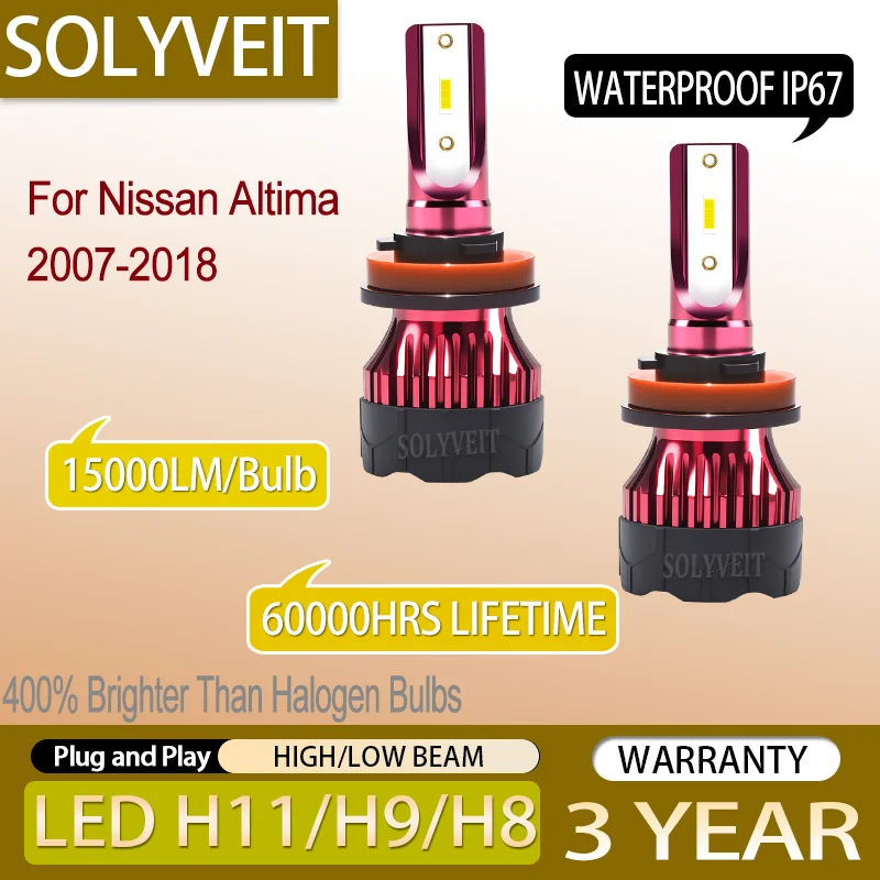 

No Tools Needed durable H11 H9 LED HIGH LOW BEAM HEADLIGHT BULBS FOR Nissan Altima 2007 2008 2009 2010 2011 2012 2013 2014-2018