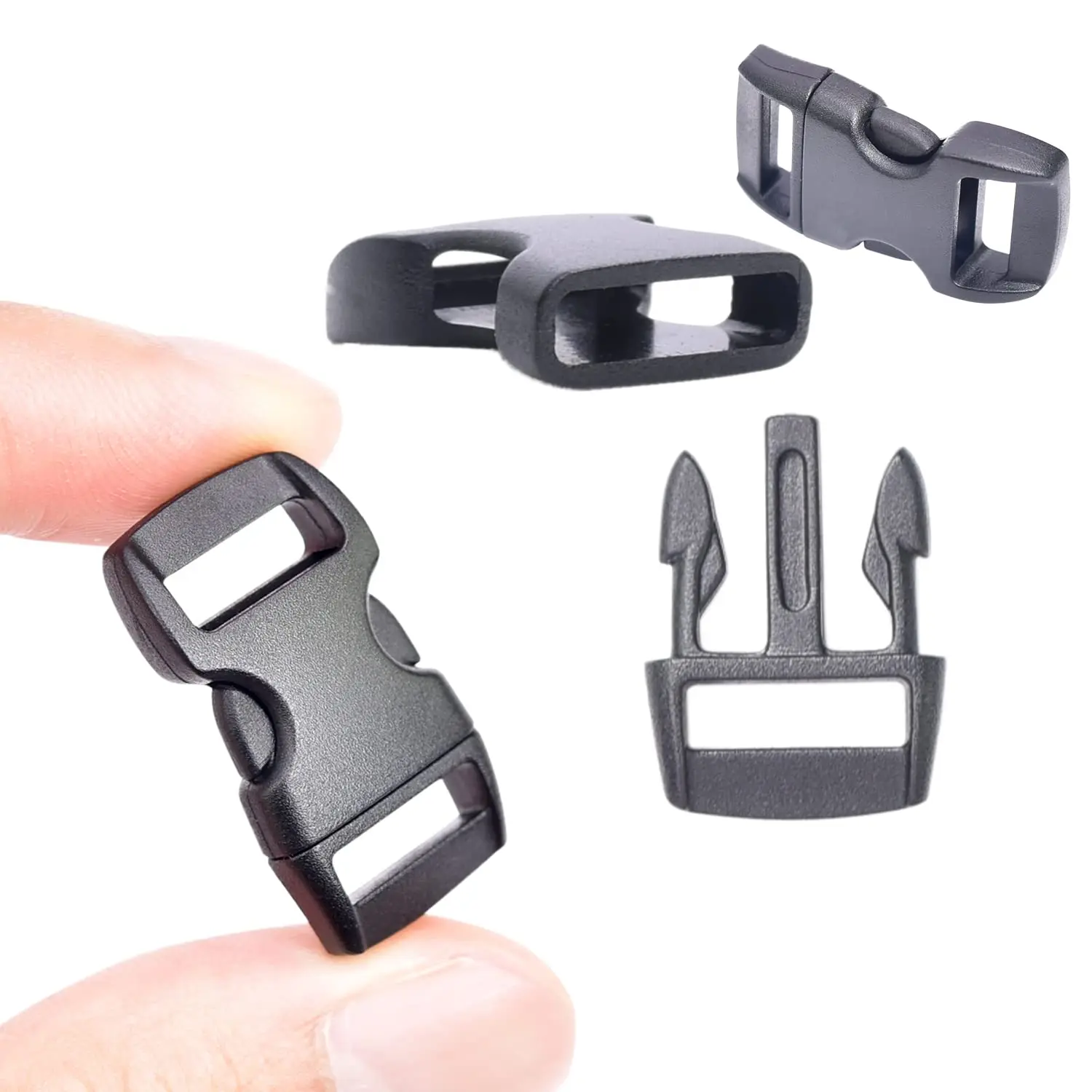 3/8 Inch Curved Contoured Paracord Bracelet Clips Plastic Quick Side Release Buckles for Paracord Bracelets Clasps Accessories
