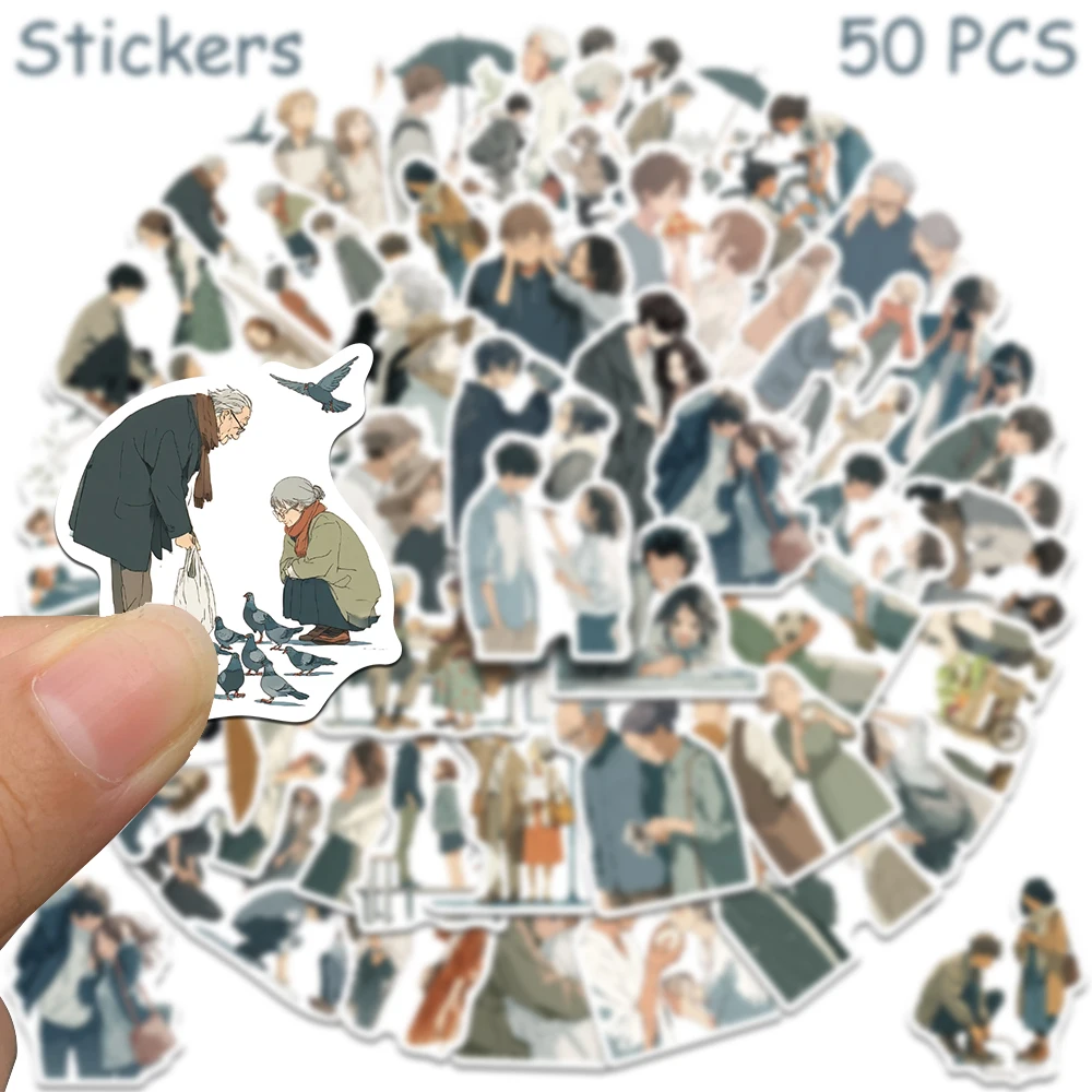 50 Stück Anime-Stil, sanfter Moment, Aufkleber für Telefon, Laptop, Sammelalbum, Skateboard, DIY, Graffiti, wasserdichte Aufkleber, kreative Geschenke – Detail 4