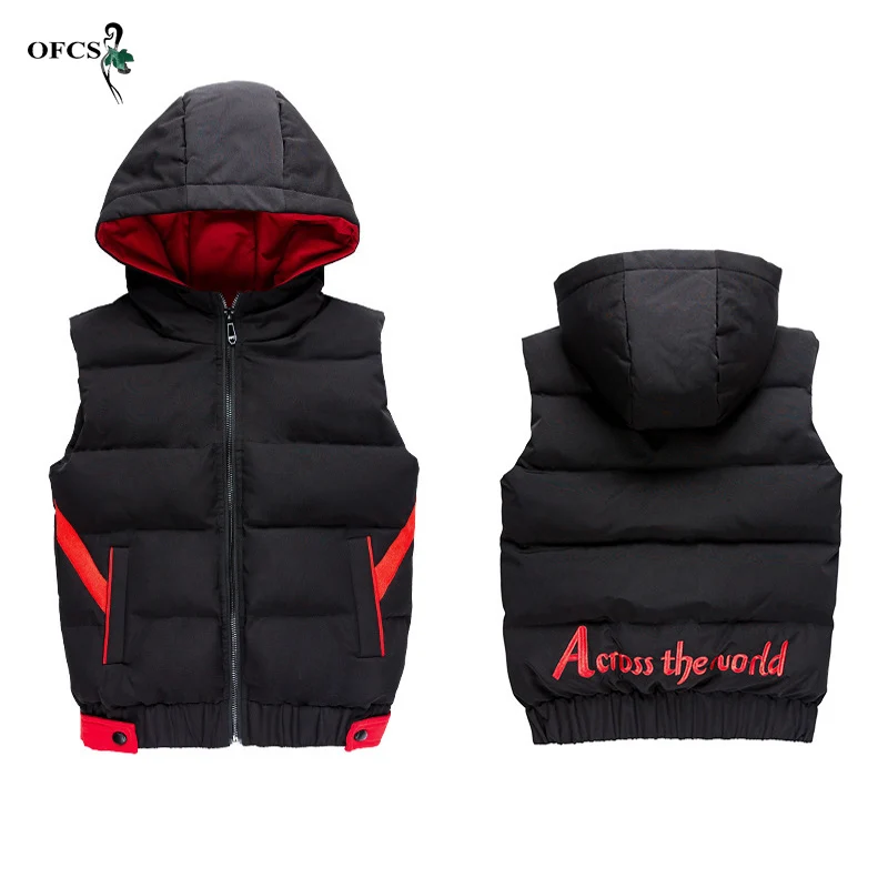 Winter Child Clothes For Boys Girls Hooded Down Thick Warm Cotton Vest Fashion Children Outerwear Sleeveless Coats 5-16Years Old