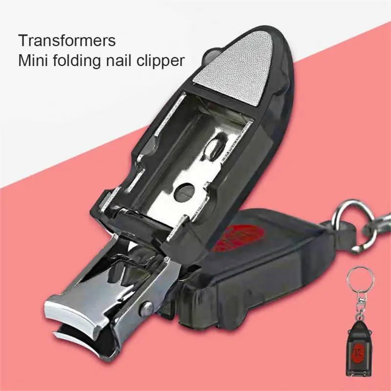 Nail Clippers Creative Transformers Nail Clipper Mini Foldable Flip Stainless Steel Portable Nail Clipper Key Pendant