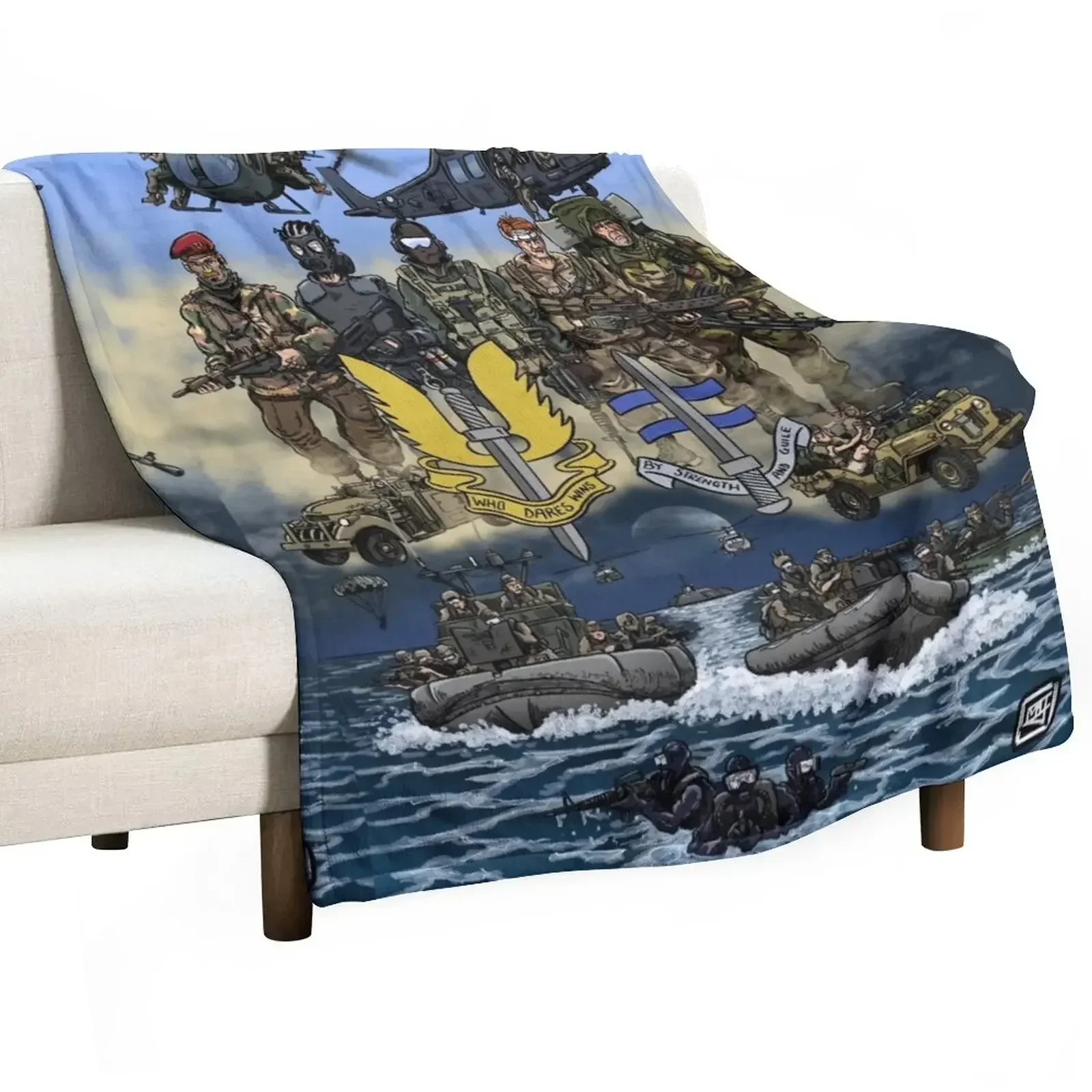 

He Who Dares Throw Blanket valentine gift ideas Camping sofa bed Bed linens Blankets