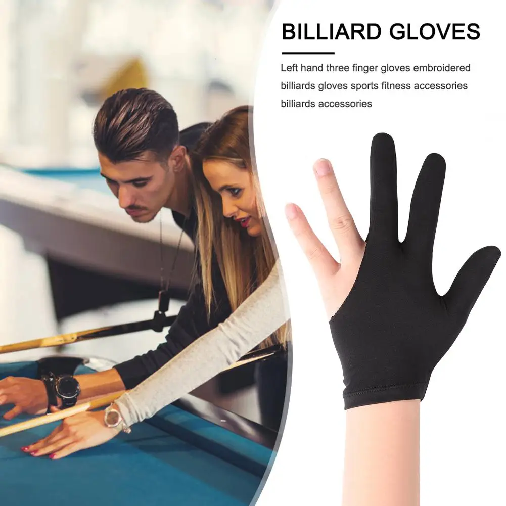 

3Pcs 3-Finger Open Snooker Billiard Gloves Left/Right Universal (Black)