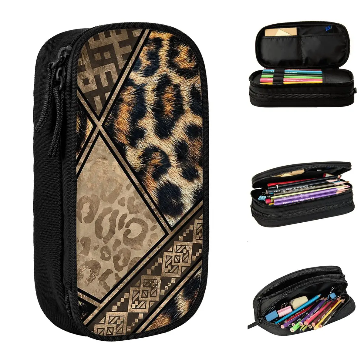 

Чехлы для карандашей с леопардовым мехом и этническими украшениями